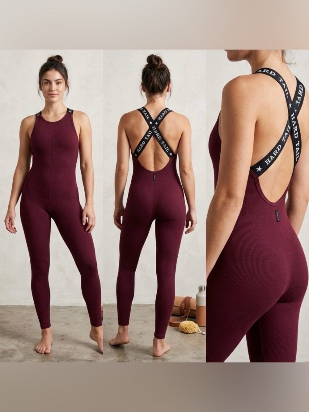 Women's Hard Tail Maroon Burgundy Gymnastics Cotton/Lycra Leotard Jumpsuit Small